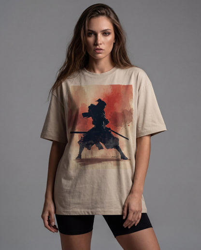 Biacas Shadow Samurai Oversized T-Shirt – Beige (Women)