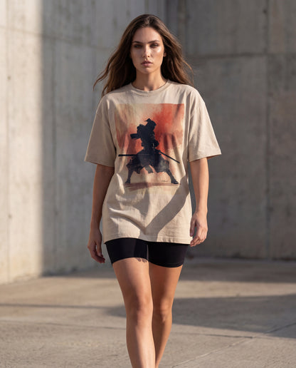 Biacas Shadow Samurai Oversized T-Shirt – Beige (Women)