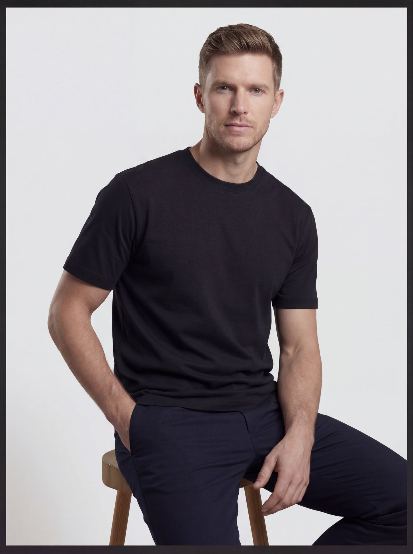 Biacas Essential Black T‑Shirt – Premium Minimal Fit