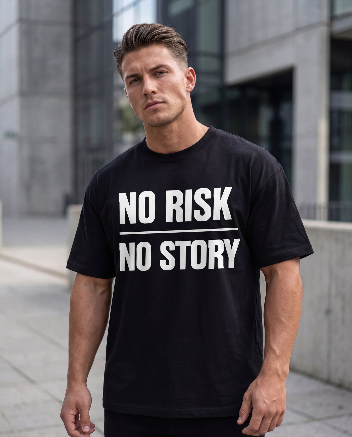 No Risk No Story Black T-Shirt - Premium Oversized Streetwear