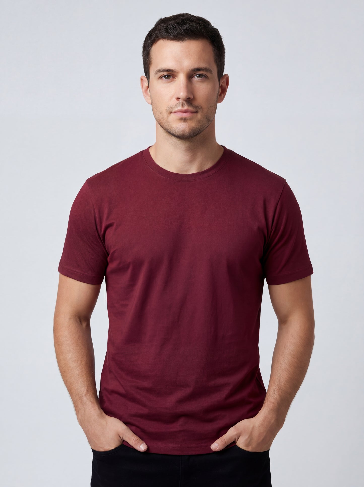 Biacas Essential Maroon T-Shirt – Refined Modern Fit