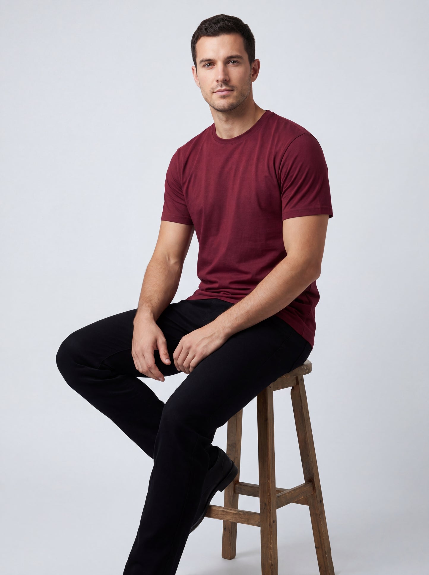 Biacas Essential Maroon T-Shirt – Refined Modern Fit