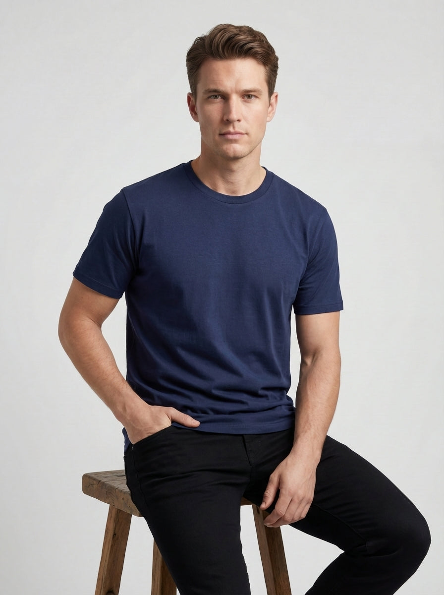 Biacas Essential Navy Blue T-Shirt – Timeless Tailored Fit