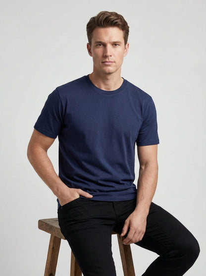 Biacas Essential Navy Blue T-Shirt – Timeless Tailored Fit