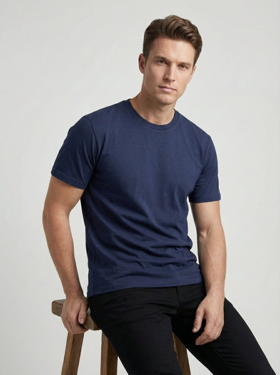 Biacas Essential Navy Blue T-Shirt – Timeless Tailored Fit