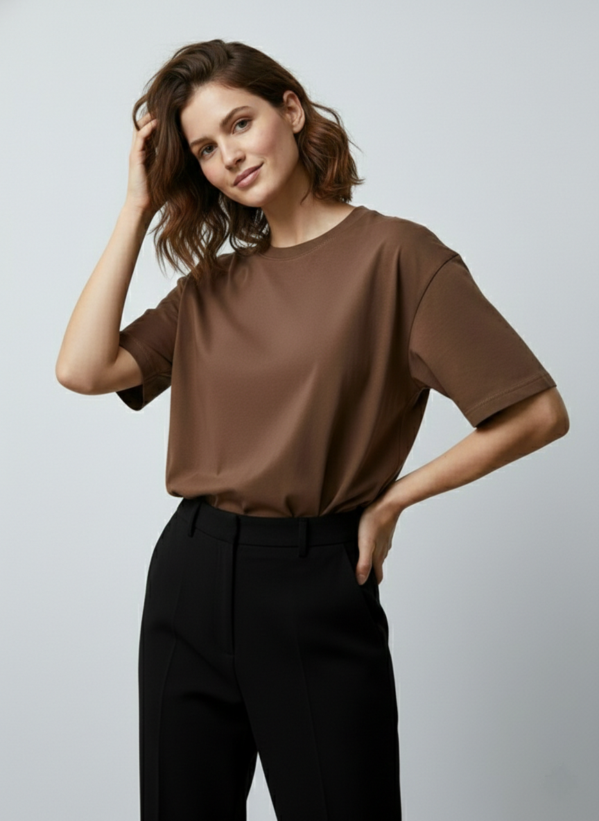 Biacas Essential Brown T-Shirt – Rich Earth Tone Fit